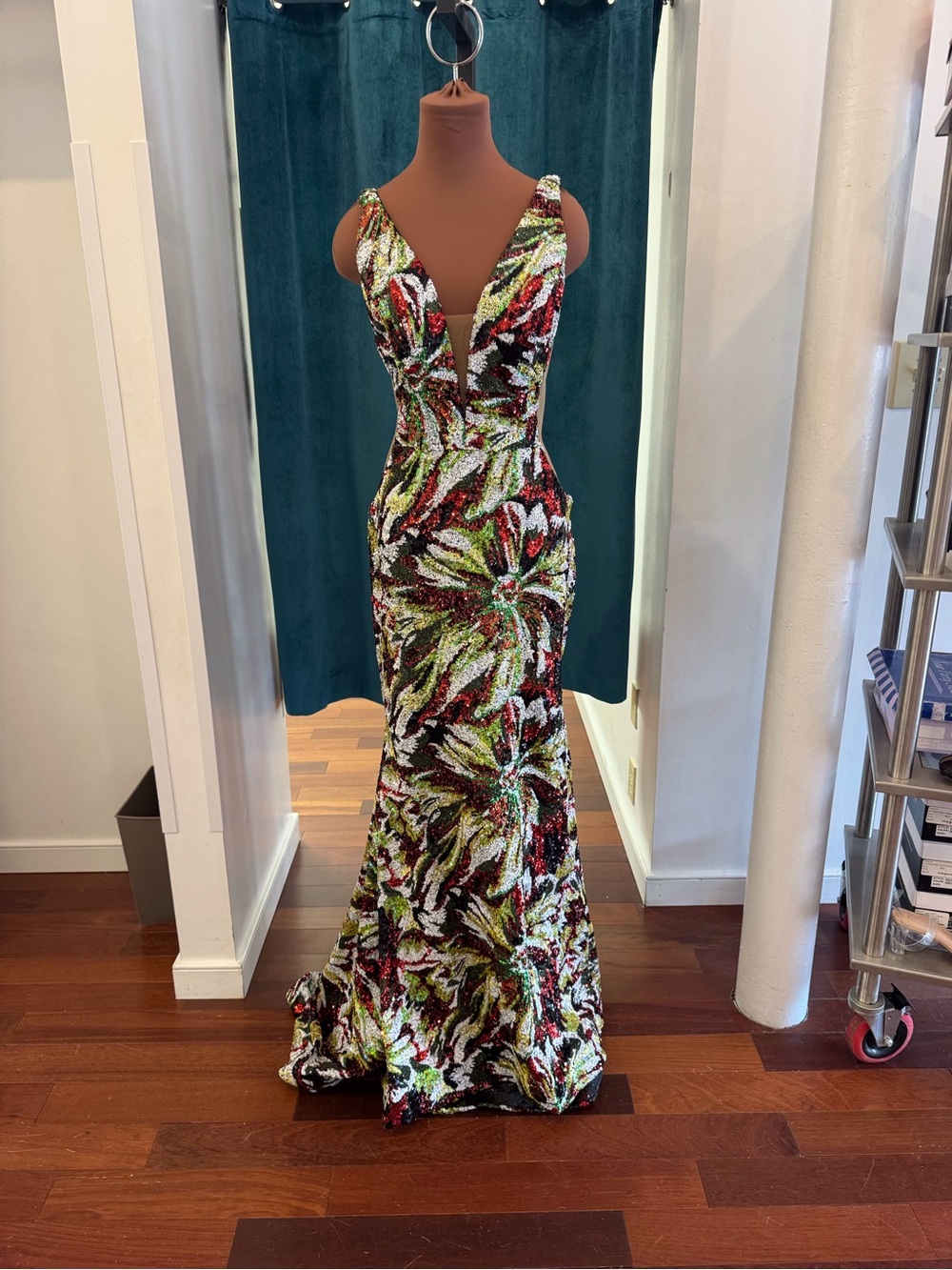 House of Wu sequin trumpet gown